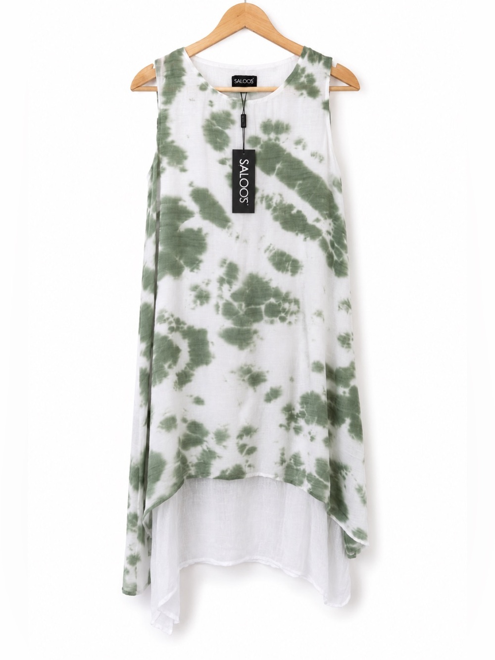 NWT Saloos M Sage Green Tie Dye Layered Asymmetrical Lagenlook Tunic boho chic